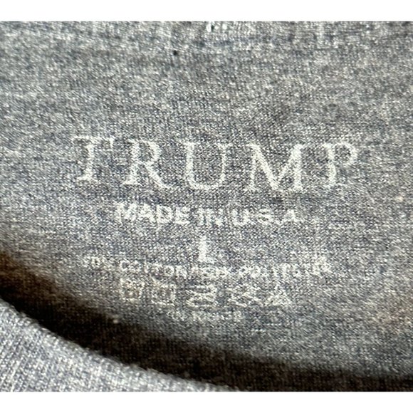 Trump Tee Shirt Short Sleeve Gray Red White Blue Lettering Made in USA Sz M - Picture 4 of 6